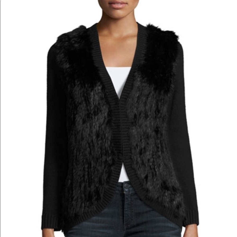 Nwt Joie Black Rabbit Fur Sweater